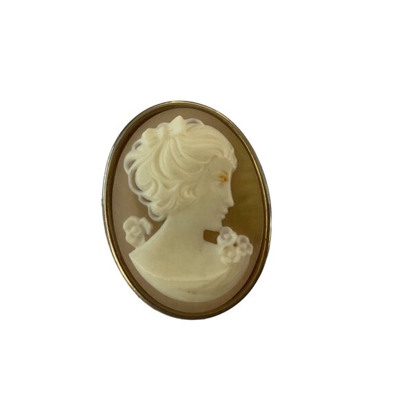 Vintage Oval Cameo Brooch Pin - Picture 1 of 5